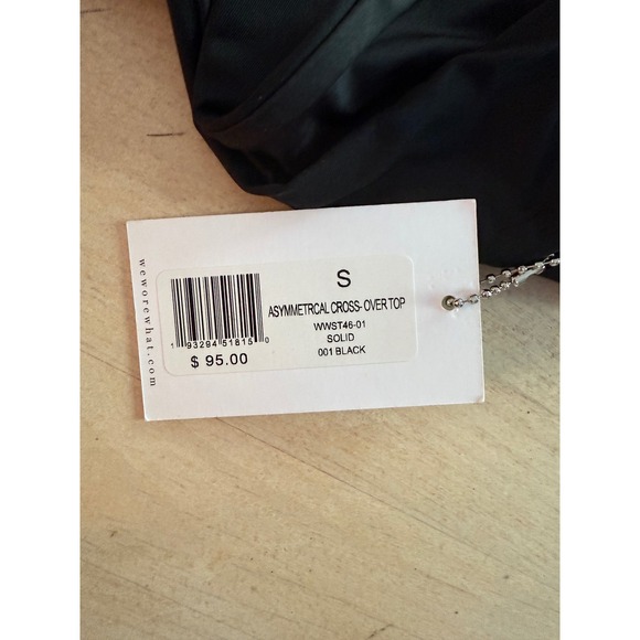 WEWOREWHAT Asymmetrical Cross Over One Shoulder Black Swimsuit Top - S - Picture 5 of 7